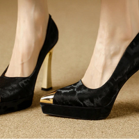 Fashion Women's Shoes Thin Block Heels 11cm Pointed Toe Shallow Mouth Ladies Pumps Party Shoes