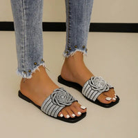 Women's Slippers Summer New Fashion Open Toed  Roman Shoes for Women Rhinestones Sexy Flat Flip Flops Female slippper