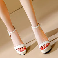 Women's Sexy Open-Toe Sandals High Heels 12.5cm Platform Party Shoes White Wedding Club plus Size Supper Flash