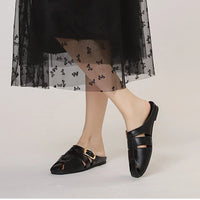 Designer Women Sandals Mules Summer Roman Slippers Fashion Buckle Woven Casual Soft sole Shoes