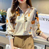 Spring Chiffon Shirt Women's Long-sleeved Printed Color Niche Chiffon