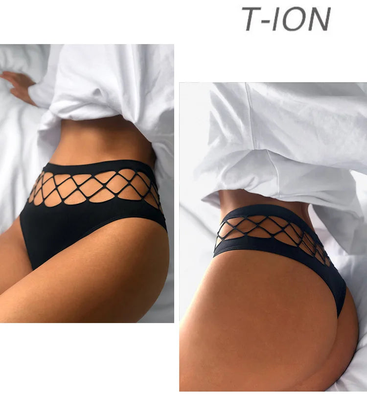 Sexy thong fishing net hollow design underwear for women casual Under pants