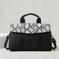 Large Capacity Ladies Handbag Fashion Woven Pattern Shoulder Bag Vintage Style Polyester Lining Soft PU Leather Material Commuter Bag