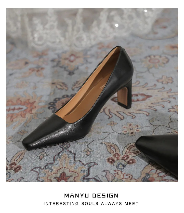 Fashion Patent Leather Women's Pumps Square Toe Stripper Elegant Party Vintage Spring Ladies Shoes