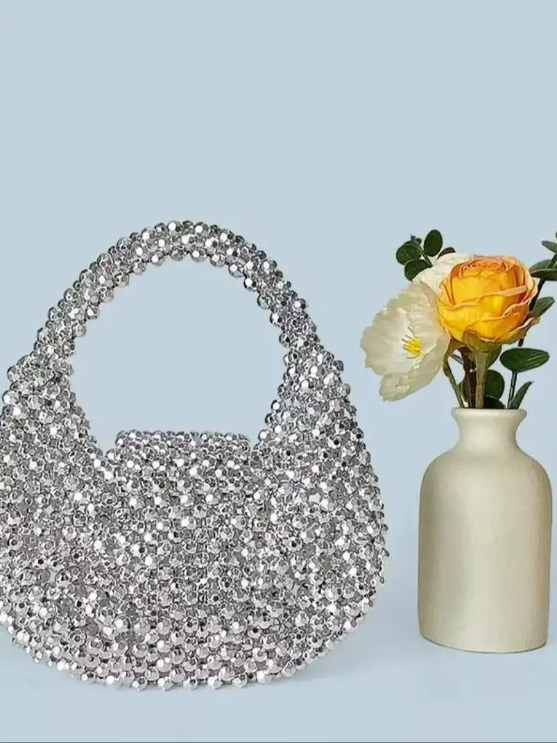 New Light Luxury and High-End Hand-Beaded Mini Bead Bag Shiny Portable Banquet Bag - Natalia Home Fashion