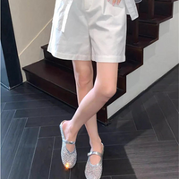 Luxury Shinny Diamond Women Mules Slippers Summer Shoes Crystal Footwear Rhinestones Slip On Brand Mary Jane Sandals Mesh Clogs