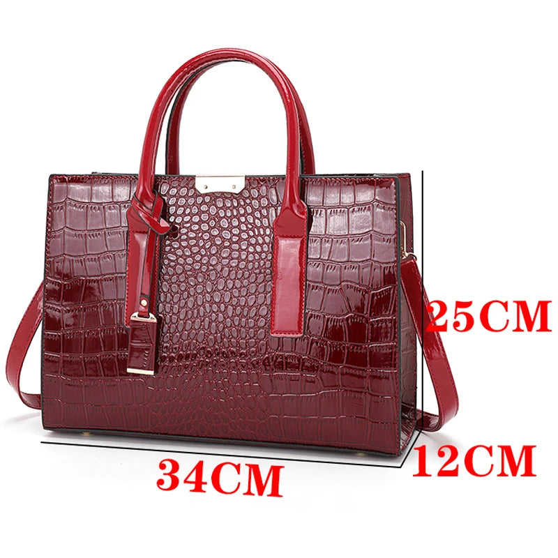 Luxury Handbags Alligator Designer PU Patent Leather Crossbody Bag For Women Tote Retro Ladies Messegner Shoulder Bags Bolsa Sac