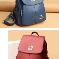 Soft Leather Dual-Shoulder Bag Student Backpack Travel Versatile Women's Bag