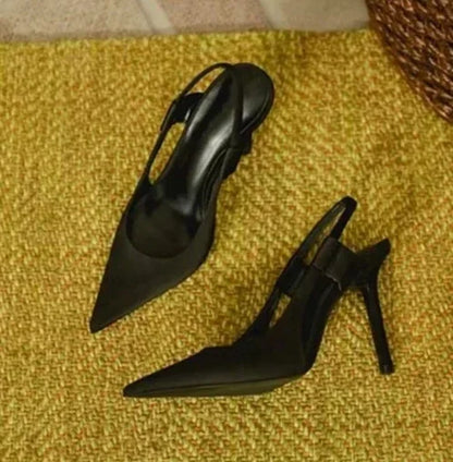Women Sling back Sandals Pointed Toe Slip on Thin High Heel Ladies Elegant Pumps Shoes Sandals - Natalia Home Fashion
