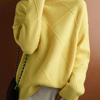 Turtleneck Sweater Diamond Solid Color Warm Pullover Loose Lazy Wind Knitted Bottoming Shirt Pullovers Tops Jumper