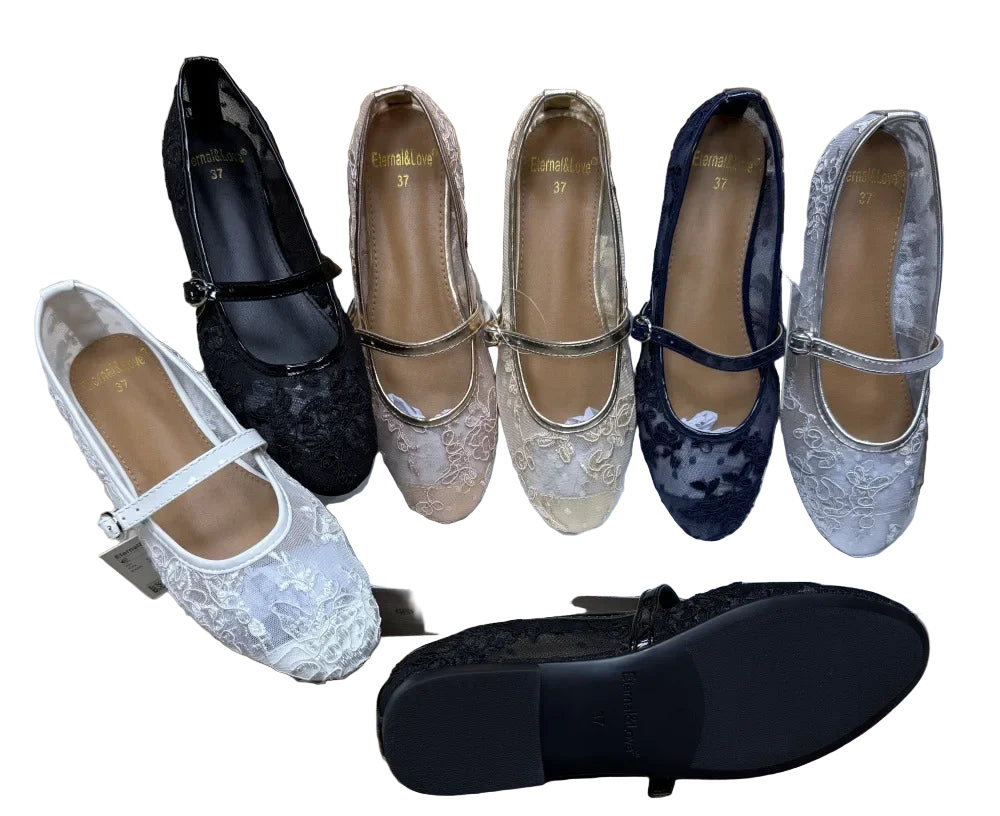 Ultra Soft Lace Breathable Flat Bottom Women's Shoes Quality Women's Casual Shoes Low Heel Floral Pattern