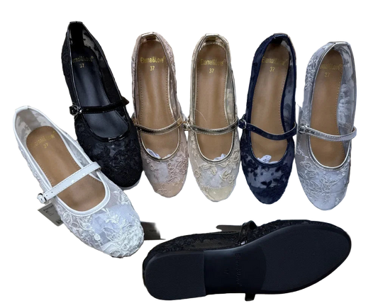 Ultra Soft Lace Breathable Flat Bottom Women's Shoes Quality Women's Casual Shoes Low Heel Floral Pattern