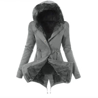 Warm Cotton Jacket with Zipper And Hood Women's Fashionable Slim Fit Coat Long Sleeve Thermal Outerwear - Natalia Home Fashion