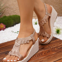 Bohemian Style Fashionable Casual Women's Sandals Platform Thick Heel round Toe Synthetic Leather