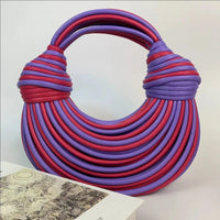 Fashionable Hand-Knitted Noodle Bag Women's Shoulder Bag Urban Minimalist Style Dumpling Bag Versatile Knot Design PU Material