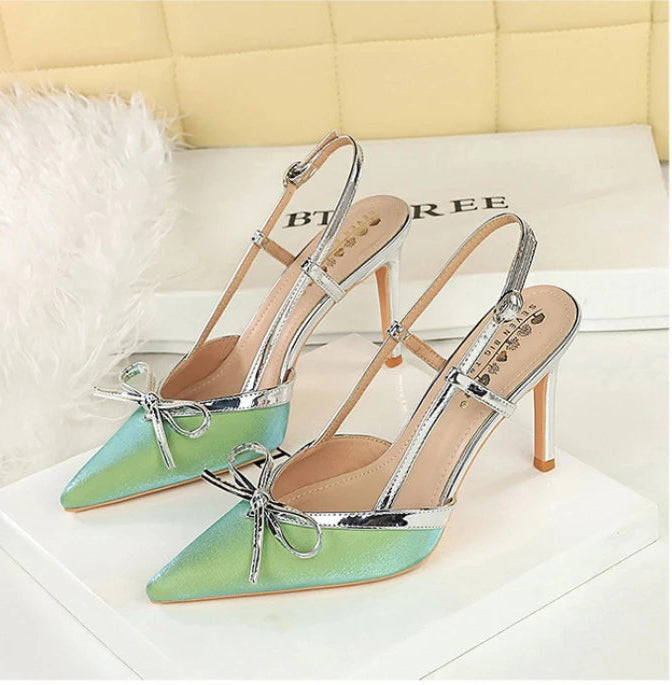 Bow Slim Heels High-End Women's Without Being Tired From Behind The Feet And Tripping Women's Singles Shoes