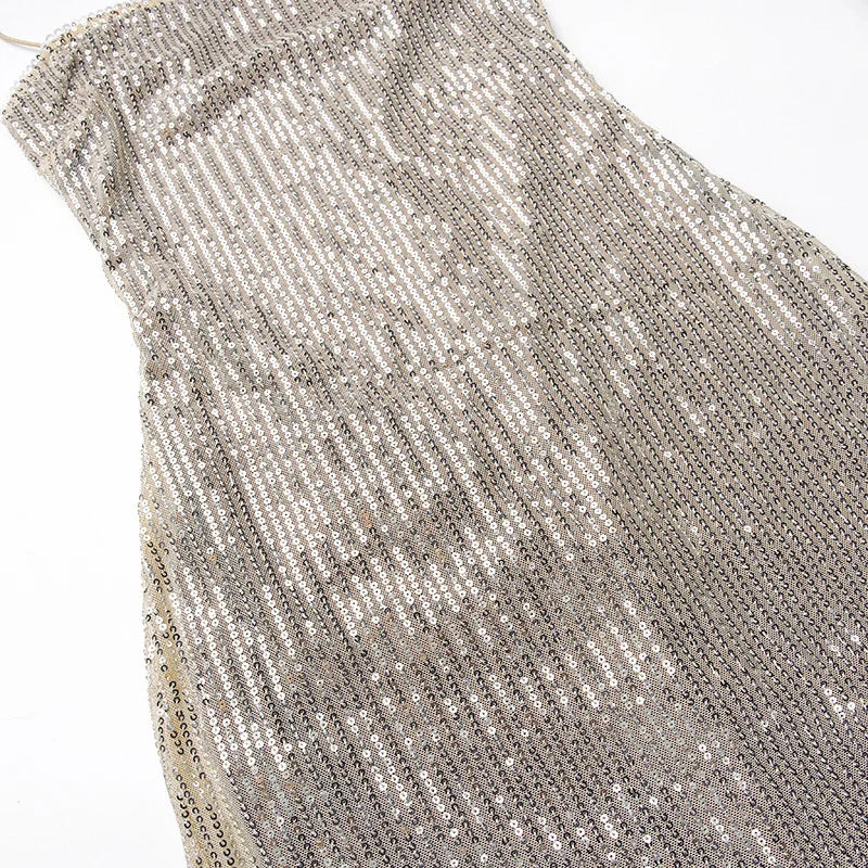 Strap Bead Glitter Dress for Women Hot Girl Sexy Long Dress Kaftan Style Summer Long Dress