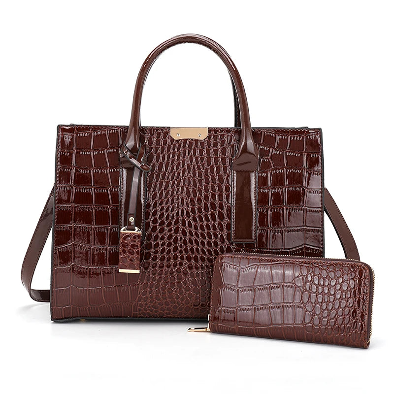 Luxury Handbags Alligator Designer PU Patent Leather Crossbody Bag For Women Tote Retro Ladies Messegner Shoulder Bags Bolsa Sac
