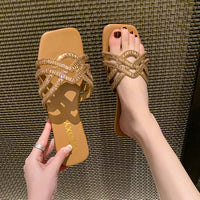 Slipper Women's Luxury Design Women Rhinestone Summer Flat Outdoor Fashion Ladies Slippers Casual Party