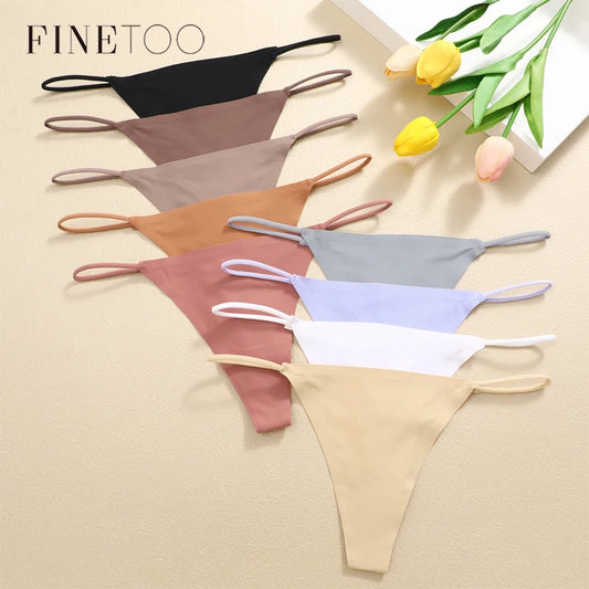 Ice Silk Women Seamless Thongs Sexy Low Waist Bikini Panties Female Traceless Underpants Ladies Solid Color T-back
