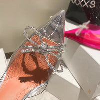 Pointed Crystal Fairy Ladies Wind Sandals Rhinestone Butterfly-knot Transparent High Heel Women Sandals