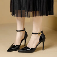 Pointy Toe Elegant Women Shoes Stilettos Office Sandals For Ladies Cover Heel Ankle Strap Sandals