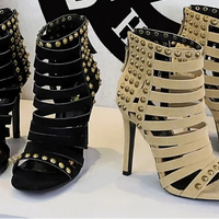 Rivet Roman Shoes, Retro Super High Heel Women's Shoes