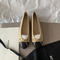 Women Leather Bowknot Flats Single Fashion Lady Round Toe Light Loafers Ballet Pumps