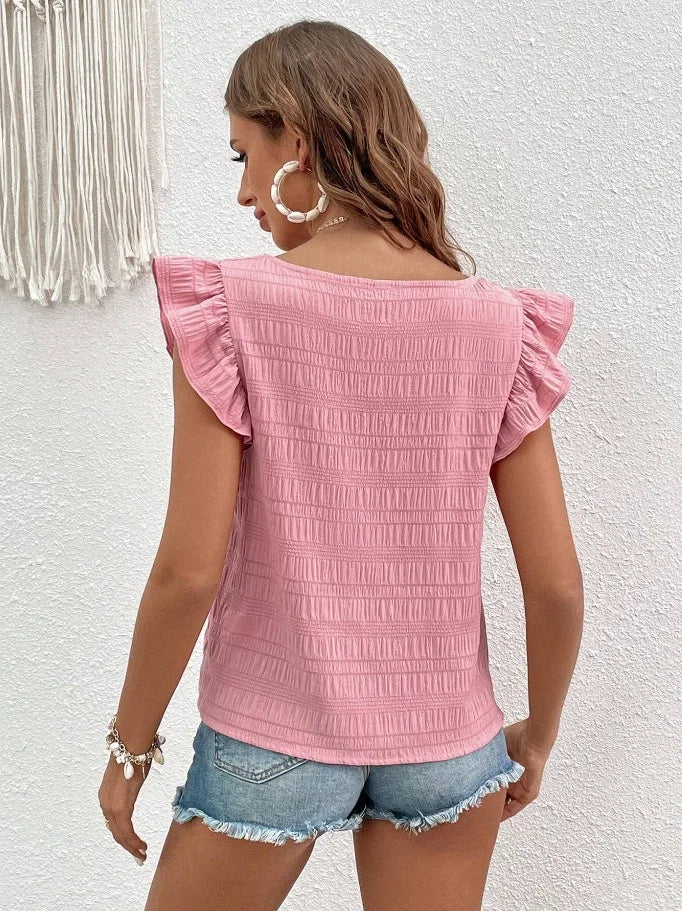 Casual Blouses For Women Fashion Shirts Elegant Sweet Loose Ruffles Sleeve Female Tops