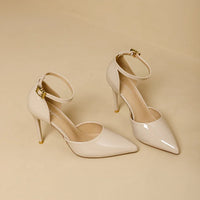 Pointy Toe Elegant Women Shoes Stilettos Office Sandals For Ladies Cover Heel Ankle Strap Sandals