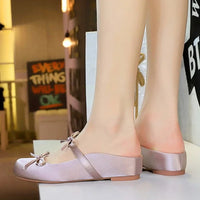 Ladies Slippers Bowknot Silks Satins Women Shoes Round Head Women Sandals Summer Shoes Women Slippers