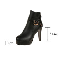 High Heels Women Ankle Boots Side Zip Fall Winter Platform Ladies Boots Fashion Shoes Black Beige Buckle Short - Natalia Home Fashion