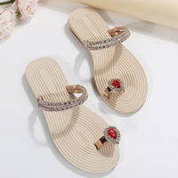 Crystal Gladiator Women Sandals Summer  Clip Toe Flat Heels Beach Slippers Woman Slides