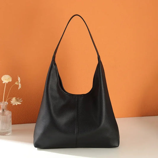 Retro Solid Color Large Capacity Women's Shoulder Bag Fashionable Versatile Niche Tote Bag Underarm Single Shoulder