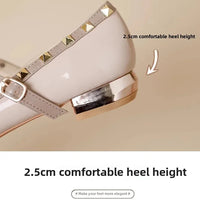 Elegant French Style Cropped Studded Flat Bottom Sandals Women's Summer Tweed Pattern Medial Vacancy Pointe Roman Design