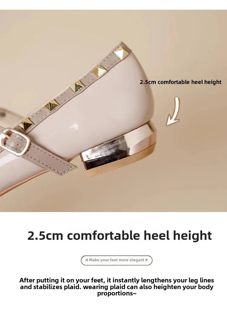 Elegant French Style Cropped Studded Flat Bottom Sandals Women's Summer Tweed Pattern Medial Vacancy Pointe Roman Design