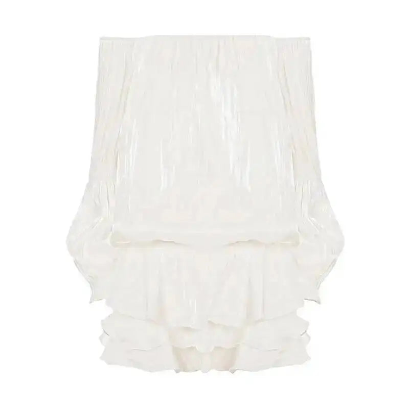 LGRQ 2026 Summer Women Dress Romantic French-style Lantern Sleeves Off-shoulder Mermaid Dress With Shiny Silk Unique Design Natalia Home Fashion    Natalia Home Fashion