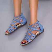 ladies Leopard Slope Heel Sandals Non-slip Lightweight Comfortable Casual women Slippers Rome Outside Casual Flat Bottom Shoes