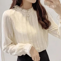 Elegant Lady Long Sleeve Half High Collar Base Shirt Fashionable Women's Top Quality Material Comfortable Fit
