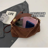 Retro Bag for Women's Textured Frosted Shoulder Bag with Large Capacity Crossbody Commuting Tote Bag