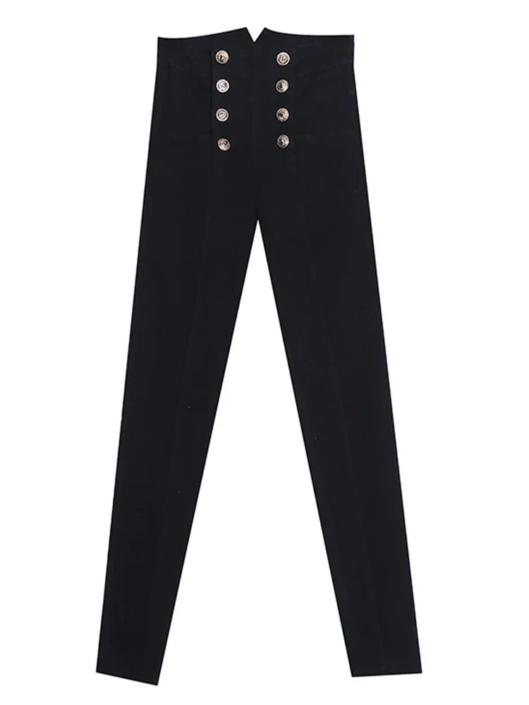 Fashion Women's Trousers New High-elastic Double-breasted Tight-fitting High-waisted Slimming Pants Women's Pants