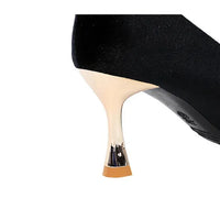 Designer Women Heels Prom Pumps Lady Velvet Pointed Toe 7cm Thin High Heels Pearl Crystal Buckle Shoes