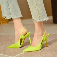 Women Sling back Sandals Pointed Toe Slip on Thin High Heel Ladies Elegant Pumps Shoes Sandals