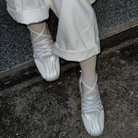 Women's ballet flats Fashion Korean ballet style lace-up retro casual shoes Comfortable lightweight ballet sneakers