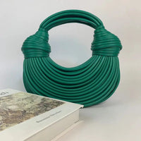Fashionable Hand-Knitted Noodle Bag Women's Shoulder Bag Urban Minimalist Style Dumpling Bag Versatile Knot Design PU Material