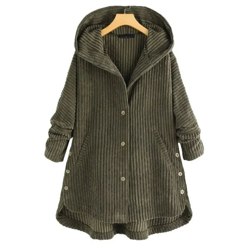 Fashionable Casual Cotton Jacket Women's Coat Hooded Corduroy Women's Clothing Hoodie Sweatshirt - Natalia Home Fashion