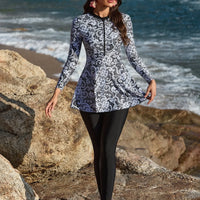 Plus Size Modest Burkini Femmes Muslim Islamic Swim Suit Swimwear Women Swimsuit Retro Style Pattern Design