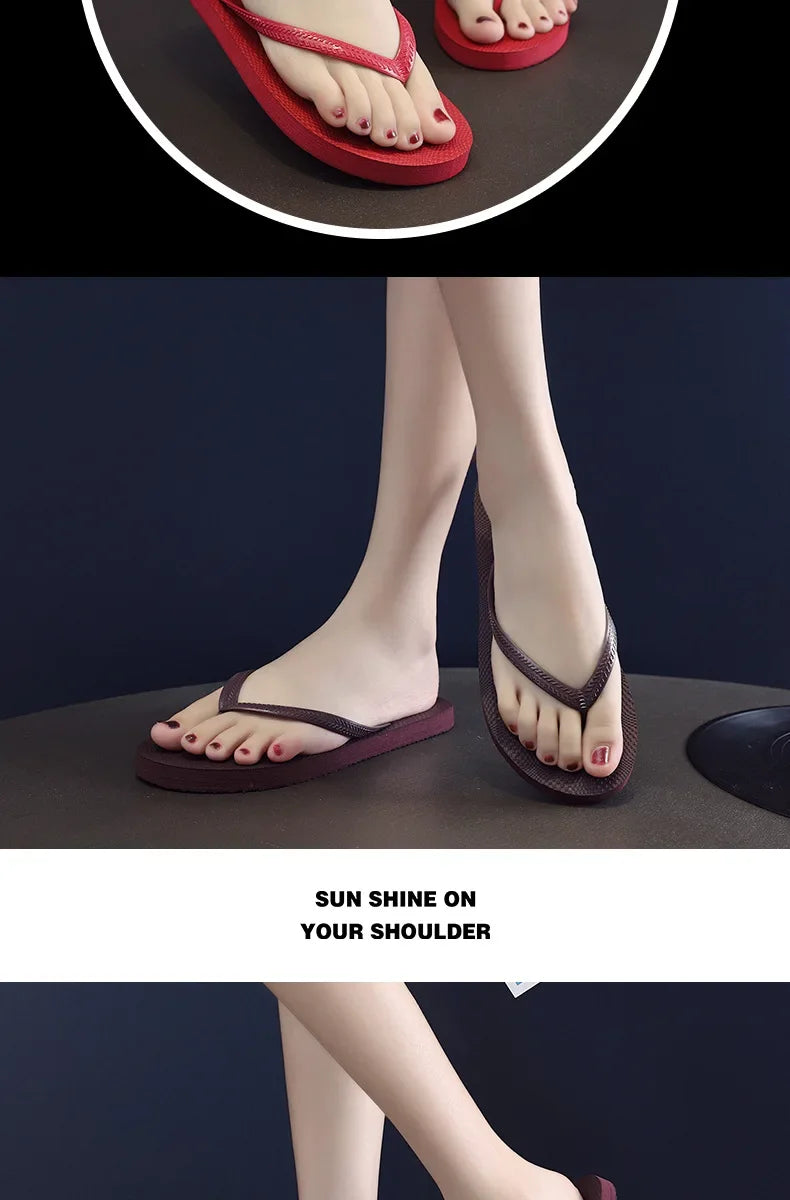 Solid Color Non-slip Leisure Couple Slippers Women Summer Beach Slippers Outdoor Women Flip Flops Breathable Beach Sandals Women