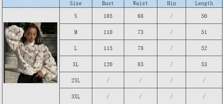 Luxury Fashion Jacquard See-through Shirts Women 3D Flower Long Sleeve Blouse Patchwork Tops Loose Design Lady Outerwear