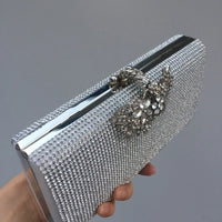 Diamond Encrusted Dinner Bag And Clutch, Square Hard Box Fully Lined With Diamonds.